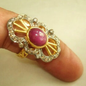 rose cut rings 1.98 Tcw Ruby Rose Cut Diamond 925 Sterling Silver antique jewelry