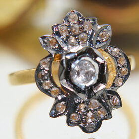 antique rings 0.58 Tcw  Rose Cut Diamond 925 Sterling Silver vintage art deco jewelry
