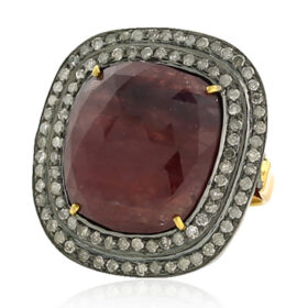 victorian rings 6.4 Tcw Ruby Rose Cut Diamond 925 Sterling Silver art deco jewelry