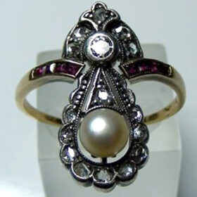 polki rings 2.57 Tcw Ruby, Pearl Rose Cut Diamond 925 Sterling Silver fine antique jewelry