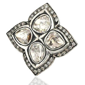 vintage rings 1.6 Tcw  Rose Cut Diamond 925 Sterling Silver vintage diamond jewelry