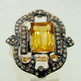 vintage rings 5.82 Tcw Topaz Rose Cut Diamond 925 Sterling Silver fine antique jewelry