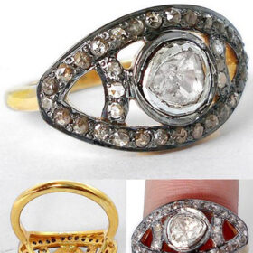 vintage rings 1.15 Tcw  Rose Cut Diamond 925 Sterling Silver antique jewelry