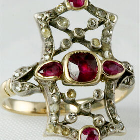 uncut ring 4 Tcw Ruby Rose Cut Diamond 925 Sterling Silver vintage art deco jewelry