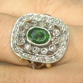 antique rings 1.76 Tcw Emerald Rose Cut Diamond 925 Sterling Silver vintage style jewelry