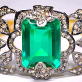 vintage engagement rings 4.6 Tcw Emerald Rose Cut Diamond 925 Sterling Silver vintage diamond jewelry