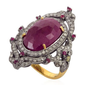 rose cut rings 8.24 Tcw Ruby Rose Cut Diamond 925 Sterling Silver antique vintage jewelry