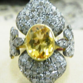 uncut ring 3.26 Tcw Topaz Rose Cut Diamond 925 Sterling Silver vintage diamond jewelry