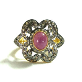 uncut ring 3.85 Tcw Ruby Rose Cut Diamond 925 Sterling Silver fine antique jewelry