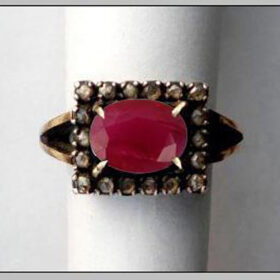 vintage engagement rings 1.8 Tcw Ruby Rose Cut Diamond 925 Sterling Silver art deco jewelry