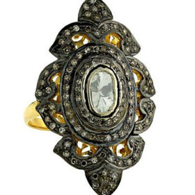 victorian rings 2.04 Tcw  Rose Cut Diamond 925 Sterling Silver vintage diamond jewelry