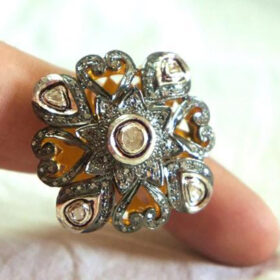 vintage engagement rings 1.45 Tcw  Rose Cut Diamond 925 Sterling Silver vintage diamond jewelry