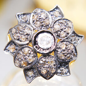 uncut ring 0.84 Tcw  Rose Cut Diamond 925 Sterling Silver art deco jewelry