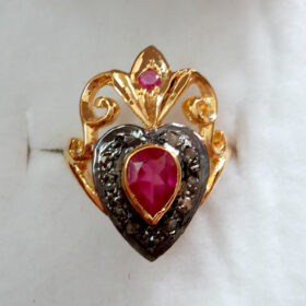 vintage engagement rings 1.52 Tcw Ruby Rose Cut Diamond 925 Sterling Silver vintage art deco jewelry