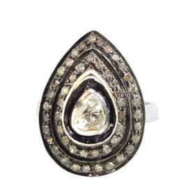 vintage engagement rings 0.85 Tcw  Rose Cut Diamond 925 Sterling Silver vintage diamond jewelry