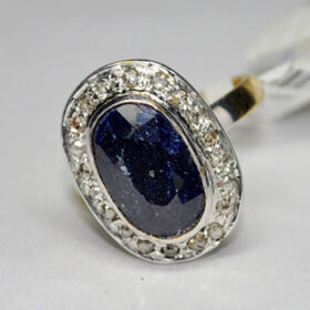 vintage engagement rings 1.47 Tcw Blue Sapphire Rose Cut Diamond 925 Sterling Silver victorian jewelry