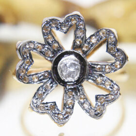 polki rings 0.9 Tcw  Rose Cut Diamond 925 Sterling Silver vintage diamond jewelry