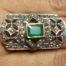 rose cut rings 2.05 Tcw Emerald Rose Cut Diamond 925 Sterling Silver fine antique jewelry