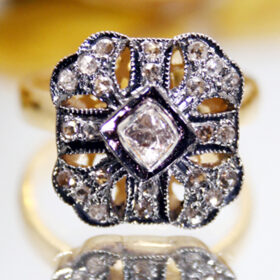 rose cut rings 0.73 Tcw  Rose Cut Diamond 925 Sterling Silver victorian jewelry