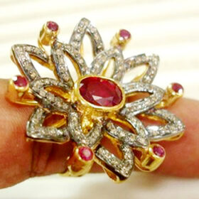 vintage engagement rings 3.85 Tcw Ruby Rose Cut Diamond 925 Sterling Silver vintage jewelry