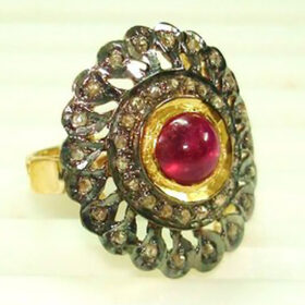 vintage rings 2 Tcw Ruby Rose Cut Diamond 925 Sterling Silver vintage diamond jewelry