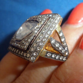 uncut ring 2.6 Tcw  Rose Cut Diamond 925 Sterling Silver art deco jewelry