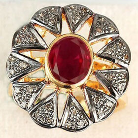 vintage engagement rings 3.1 Tcw Ruby Rose Cut Diamond 925 Sterling Silver vintage diamond jewelry