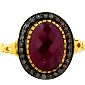 polki rings 3.4 Tcw Ruby Rose Cut Diamond 925 Sterling Silver art deco jewelry