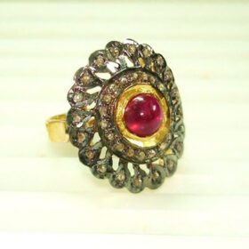 vintage engagement rings 1.8 Tcw Ruby Rose Cut Diamond 925 Sterling Silver fine antique jewelry