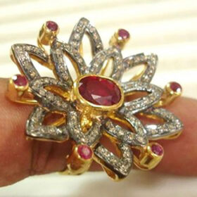 antique rings 3 Tcw Ruby Rose Cut Diamond 925 Sterling Silver antique vintage jewelry