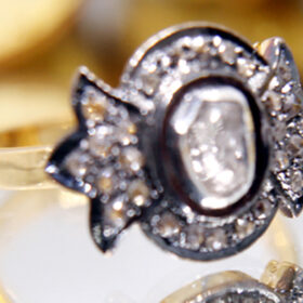 victorian rings 0.77 Tcw  Rose Cut Diamond 925 Sterling Silver fine antique jewelry