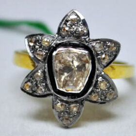 polki rings 0.61 Tcw  Rose Cut Diamond 925 Sterling Silver vintage style jewelry