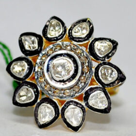 victorian rings 2.1 Tcw  Rose Cut Diamond 925 Sterling Silver antique jewelry