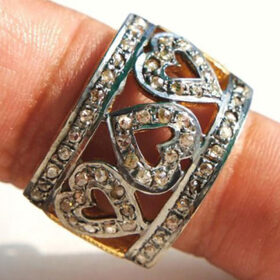 vintage rings 1.08 Tcw  Rose Cut Diamond 925 Sterling Silver vintage style jewelry