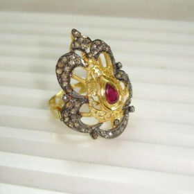 vintage engagement rings 1.05 Tcw Ruby Rose Cut Diamond 925 Sterling Silver vintage jewelry