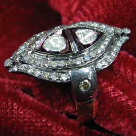 victorian rings 1.4 Tcw  Rose Cut Diamond 925 Sterling Silver fine antique jewelry