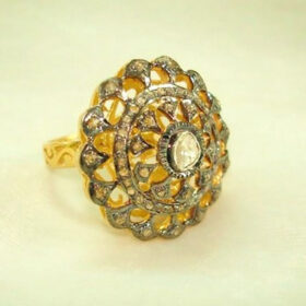 polki rings 1.35 Tcw  Rose Cut Diamond 925 Sterling Silver vintage style jewelry