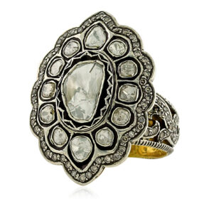 victorian rings 2.5 Tcw  Rose Cut Diamond 925 Sterling Silver vintage jewelry