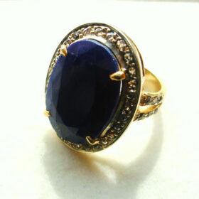 vintage engagement rings 5.45 Tcw Blue Sapphire Rose Cut Diamond 925 Sterling Silver antique jewelry