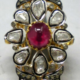 uncut ring 2.18 Tcw Ruby Rose Cut Diamond 925 Sterling Silver fine antique jewelry