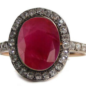 antique rings 3.8 Tcw Ruby Rose Cut Diamond 925 Sterling Silver vintage diamond jewelry