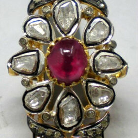 vintage rings 2.5 Tcw Ruby Rose Cut Diamond 925 Sterling Silver antique jewelry