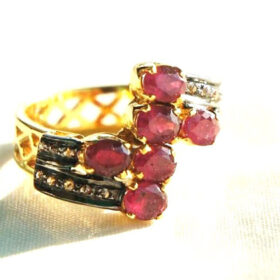 polki rings 3.35 Tcw Ruby Rose Cut Diamond 925 Sterling Silver vintage style jewelry