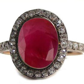 victorian rings 2.6 Tcw Ruby Rose Cut Diamond 925 Sterling Silver antique jewelry