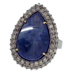 vintage rings 4.28 Tcw Sapphire Rose Cut Diamond 925 Sterling Silver vintage art deco jewelry