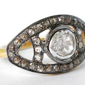 polki rings 1.45 Tcw  Rose Cut Diamond 925 Sterling Silver fine antique jewelry