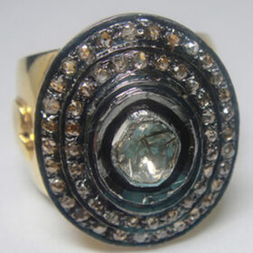 rose cut rings 1.8 Tcw  Rose Cut Diamond 925 Sterling Silver vintage art deco jewelry