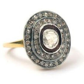 polki rings 1.45 Tcw  Rose Cut Diamond 925 Sterling Silver antique vintage jewelry
