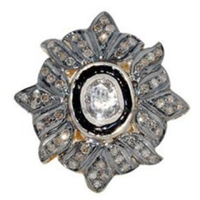 polki rings 1.9 Tcw  Rose Cut Diamond 925 Sterling Silver vintage diamond jewelry