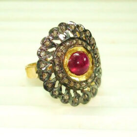uncut ring 2.25 Tcw Ruby Rose Cut Diamond 925 Sterling Silver victorian jewelry